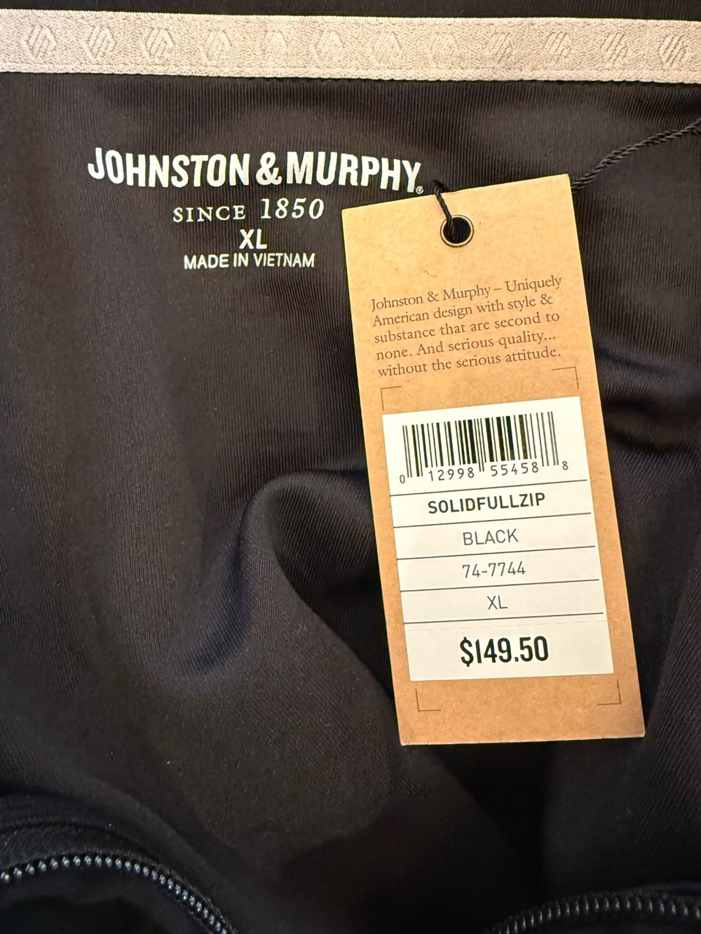 Johnston & Murphy Black Full Zip Knit Jacket NWT Size XL - Picture 4 of 6